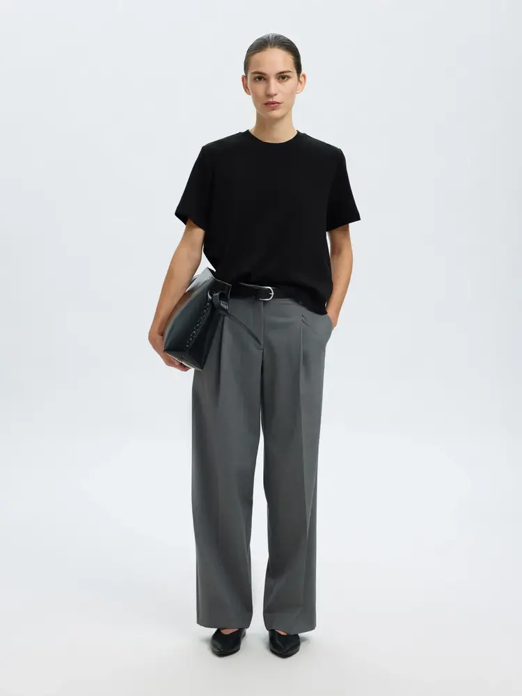 Selected Femme SLFTENNY SS BOXY O-NECK TEE Black