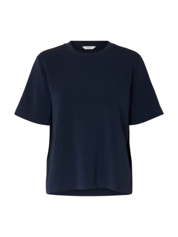 Selected Femme SLFTENNY SS BOXY O-NECK TEE Dark Sapphire