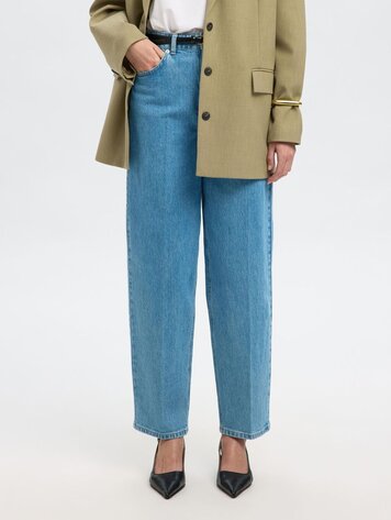 Selected Femme SLFBARREL LIVA-KORI HW JEANS Light blue Denim