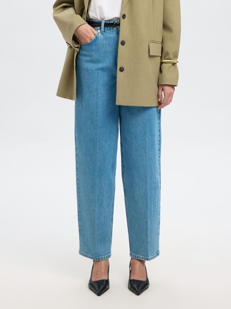 Selected Femme SLFBARREL LIVA-KORI HW JEANS Light blue Denim