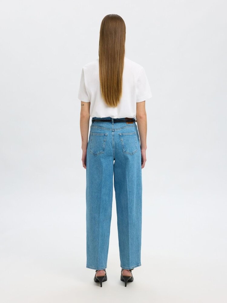 SLFBARREL LIVA-KORI HW JEANS Light blue Denim