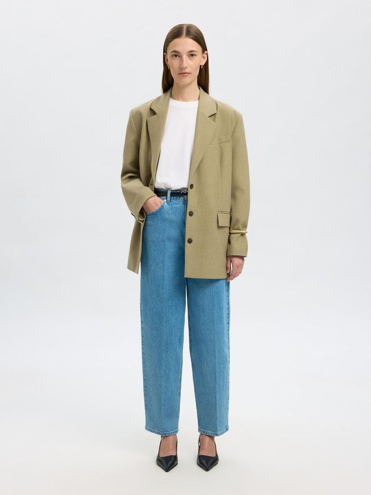 Selected Femme SLFBARREL LIVA-KORI HW JEANS Light blue Denim