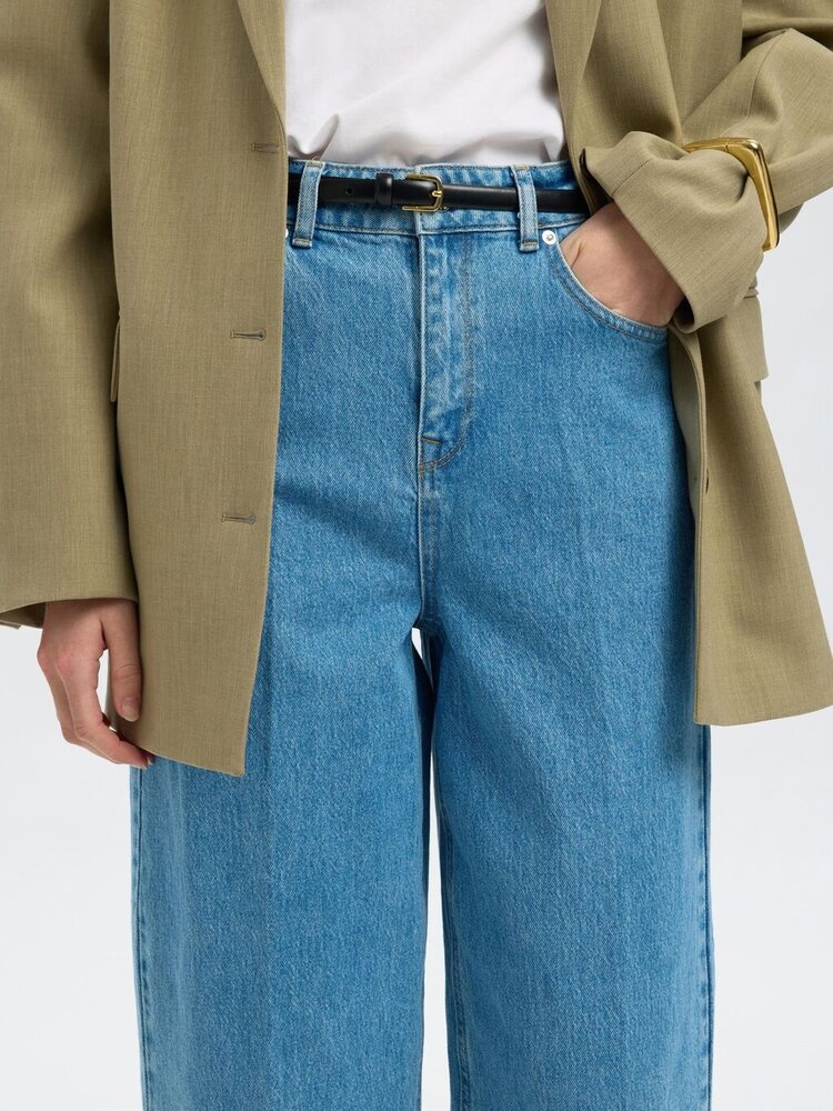 SLFBARREL LIVA-KORI HW JEANS Light blue Denim