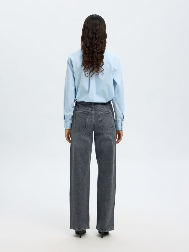 Selected Femme SLFWIDE BEA-KORI HW JEANS Medium Grey Denim