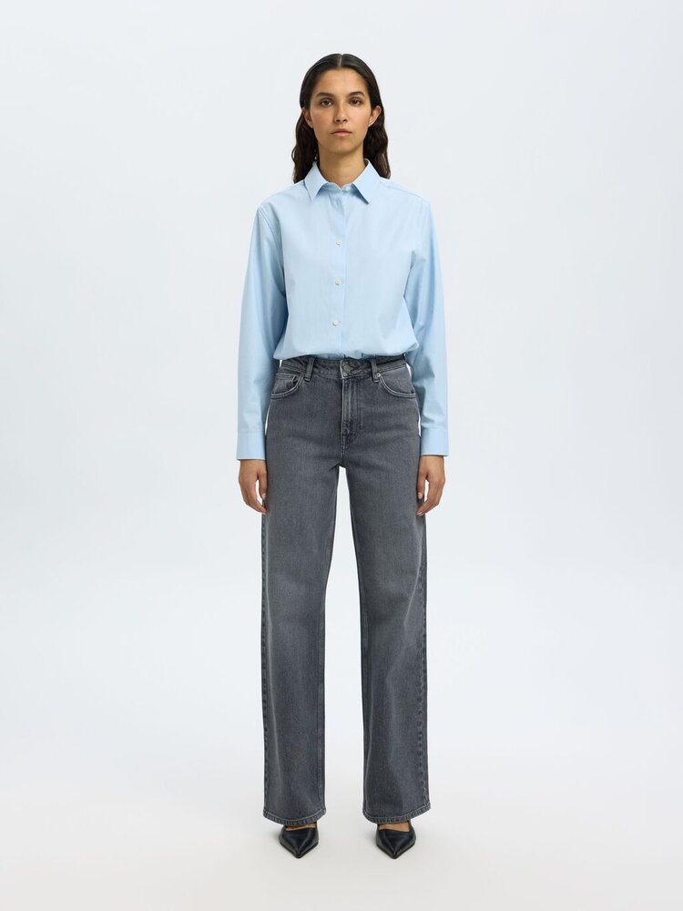 SLFWIDE BEA-KORI HW JEANS Medium Grey Denim