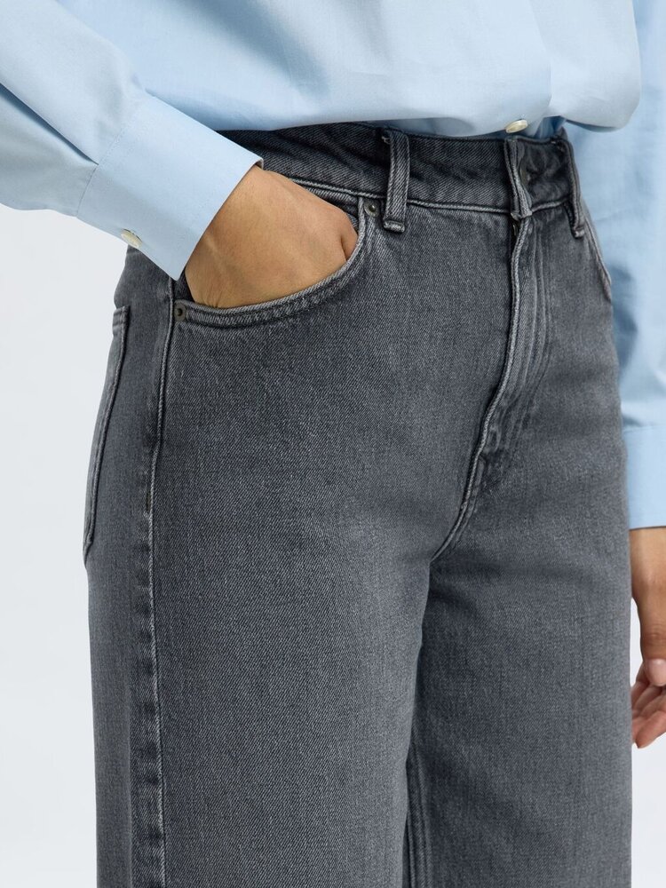 SLFWIDE BEA-KORI HW JEANS Medium Grey Denim