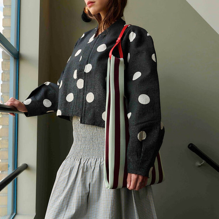 Market bag Knitted stripes Mist + Fig