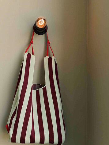 Market bag Knitted stripes Mist + Fig