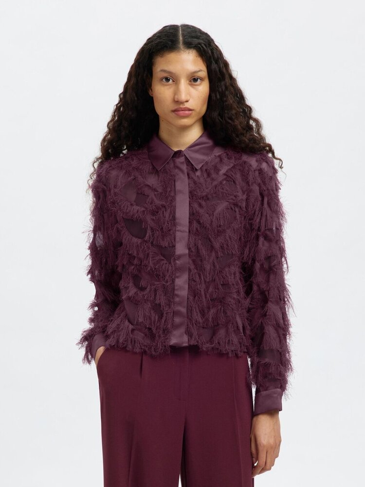 Selected Femme SLFMYLINE LS FLUFFY CROPPED SHIRT Fig