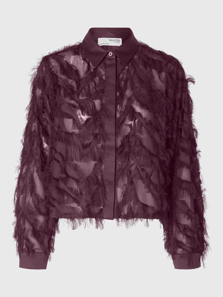 Selected Femme SLFMYLINE LS FLUFFY CROPPED SHIRT Fig