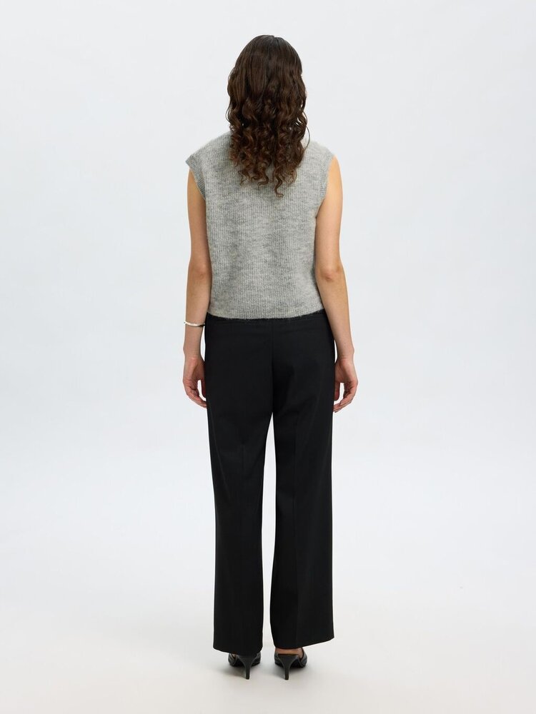 Selected Femme SLFLULU SL BUTTON O-NECK VEST Light Grey Melange