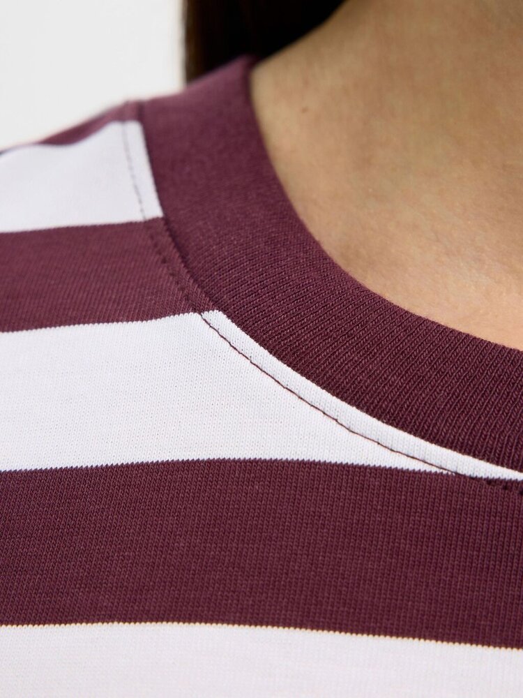 Selected Femme SLFESSENTIAL SS STRIPED BOXY TEE Fig Bright White