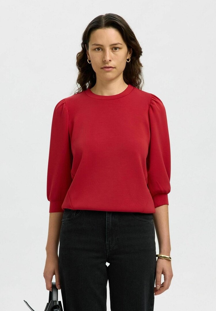 Selected Femme SLFTENNY 3/4 SWEAT TOP Equestrian Red