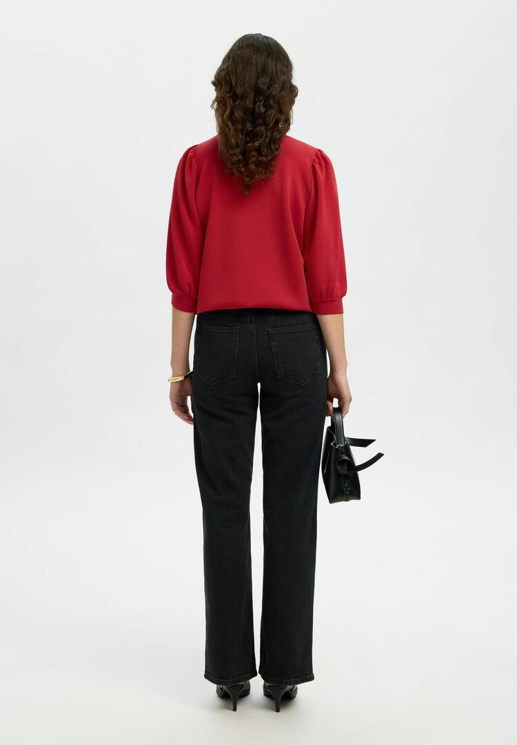 Selected Femme SLFTENNY 3/4 SWEAT TOP Equestrian Red