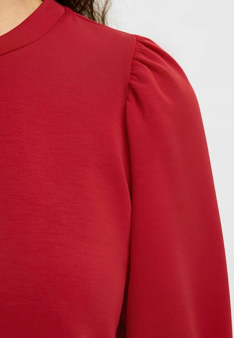 Selected Femme SLFTENNY 3/4 SWEAT TOP Equestrian Red