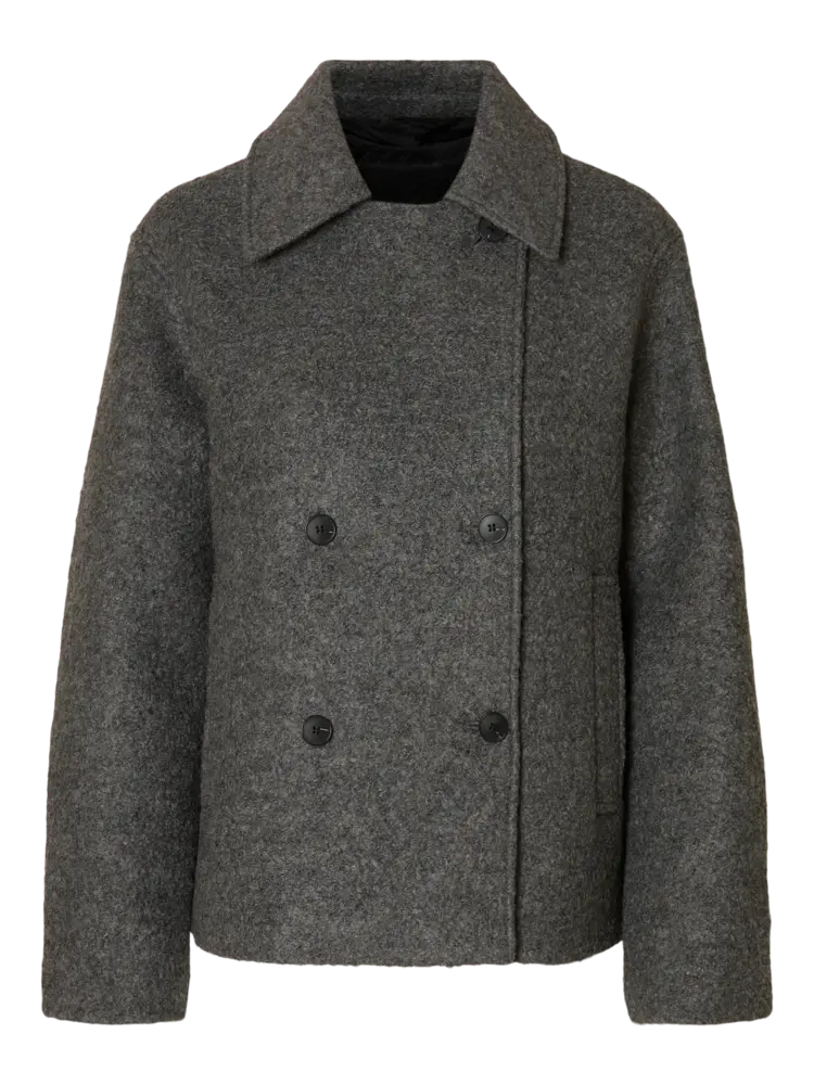 Selected Femme SLFALMA BOUCLE WOOL BLEND JACKET Medium Grey Melange