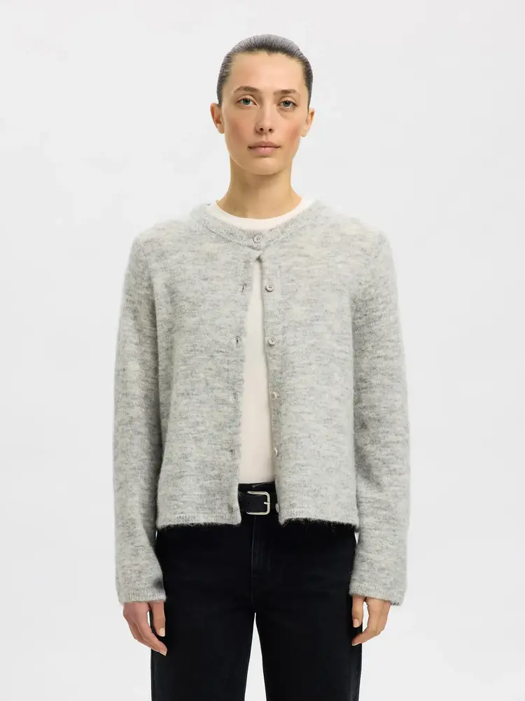 Selected Femme SLFLULU NEW LS KNIT CARDIGAN Light Grey Melange