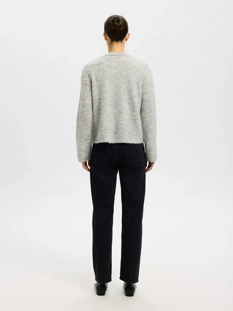 Selected Femme SLFLULU NEW LS KNIT CARDIGAN Light Grey Melange