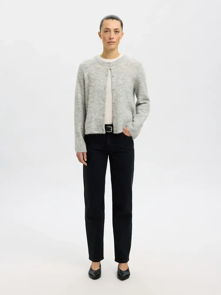 SLFLULU NEW LS KNIT CARDIGAN Light Grey Melange