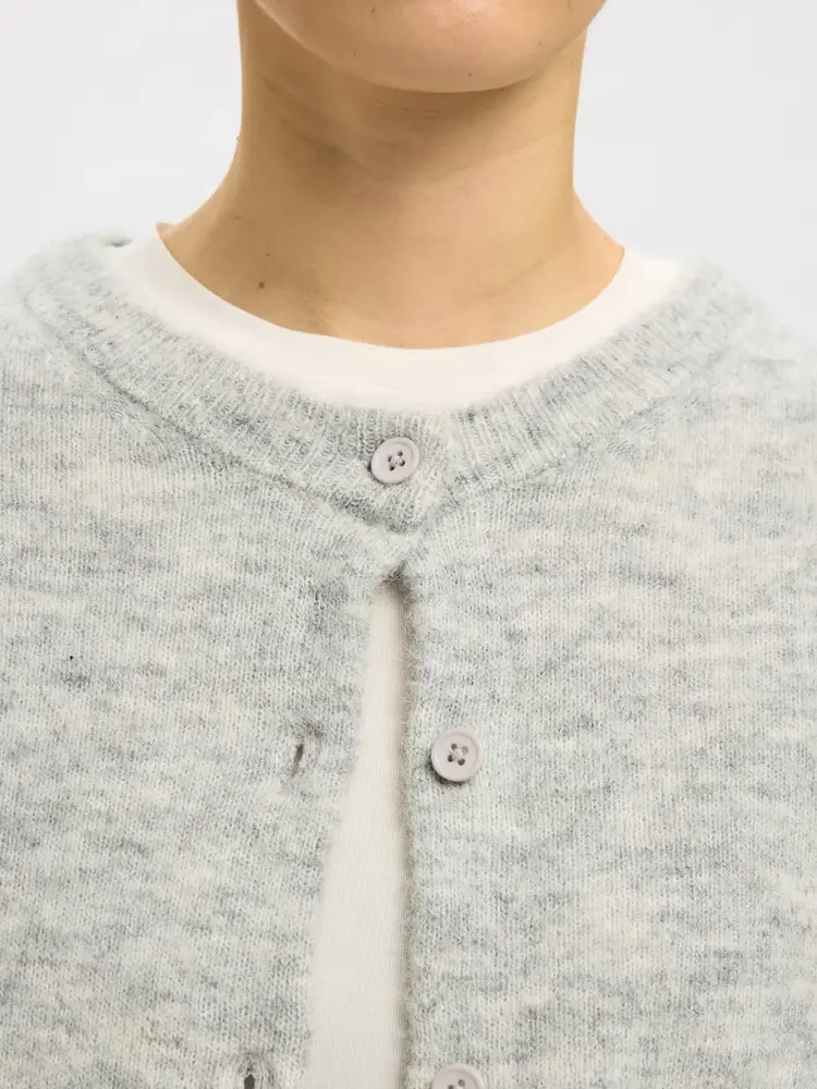 Selected Femme SLFLULU NEW LS KNIT CARDIGAN Light Grey Melange