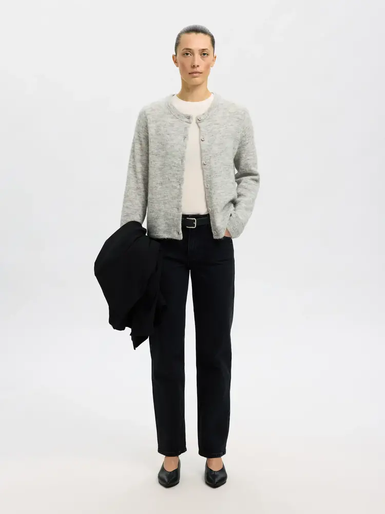 SLFLULU NEW LS KNIT CARDIGAN Light Grey Melange