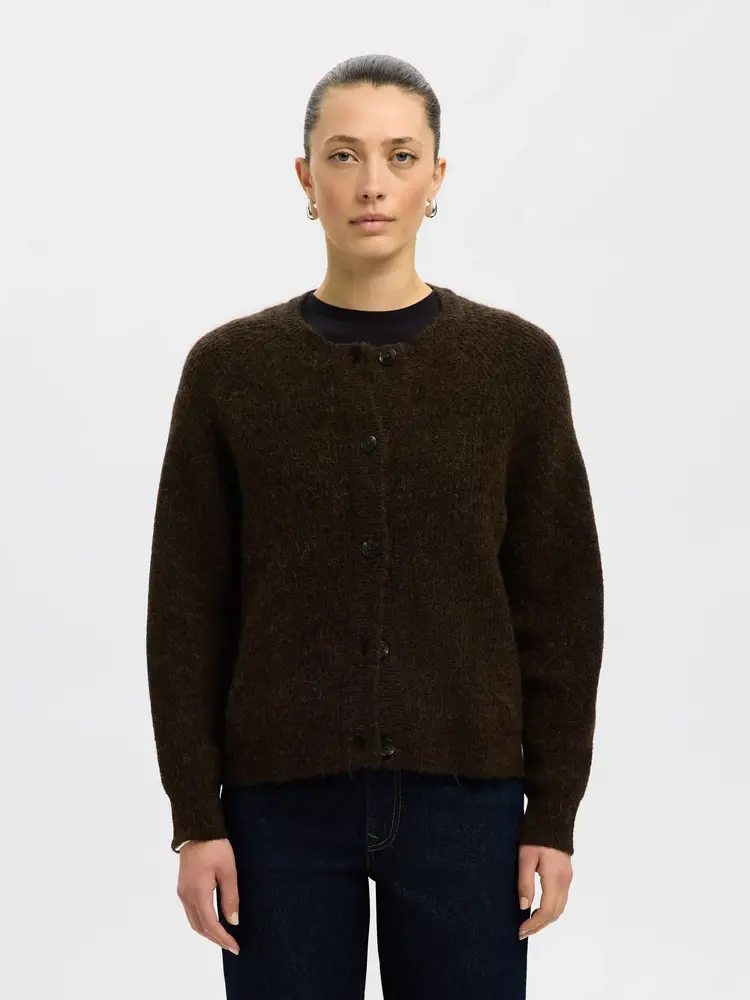 Selected Femme SLFLULU LS KNIT SHORT CARDIGAN Delicioso Melange