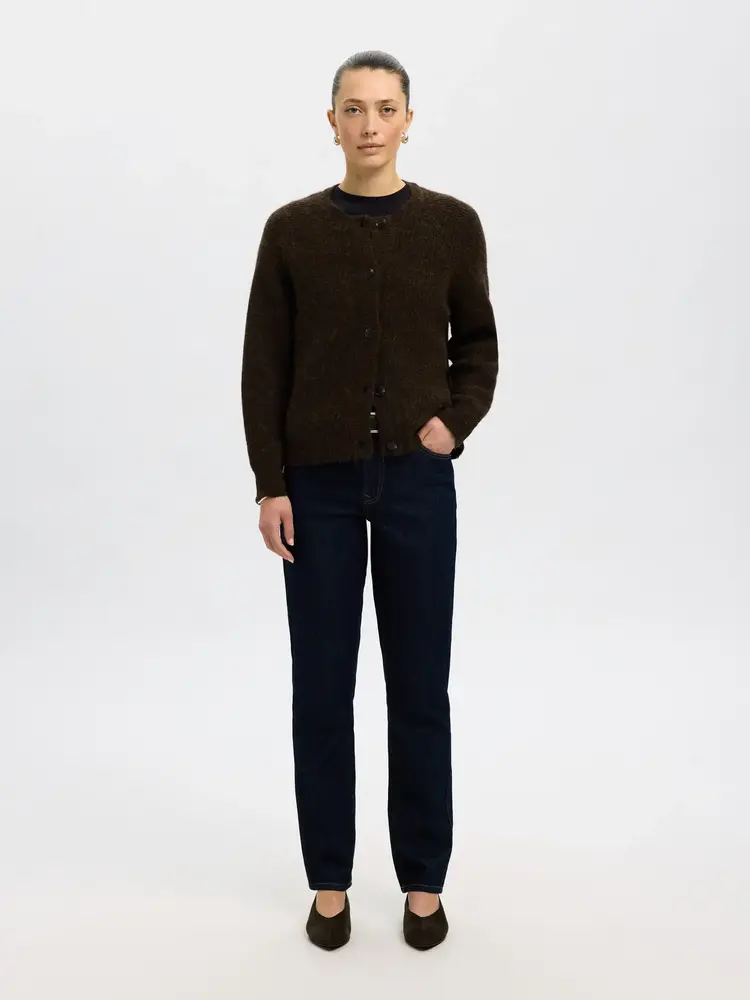 Selected Femme SLFLULU LS KNIT SHORT CARDIGAN Delicioso Melange