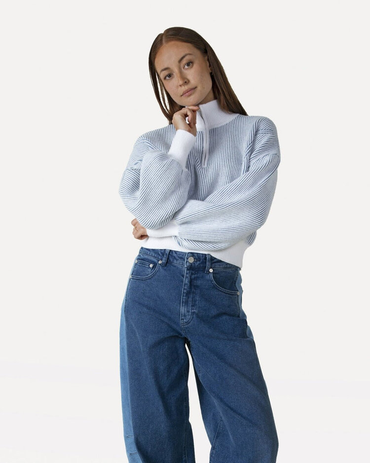 Another-Label ALCeder knitted pull  Blue Heaven Off-White