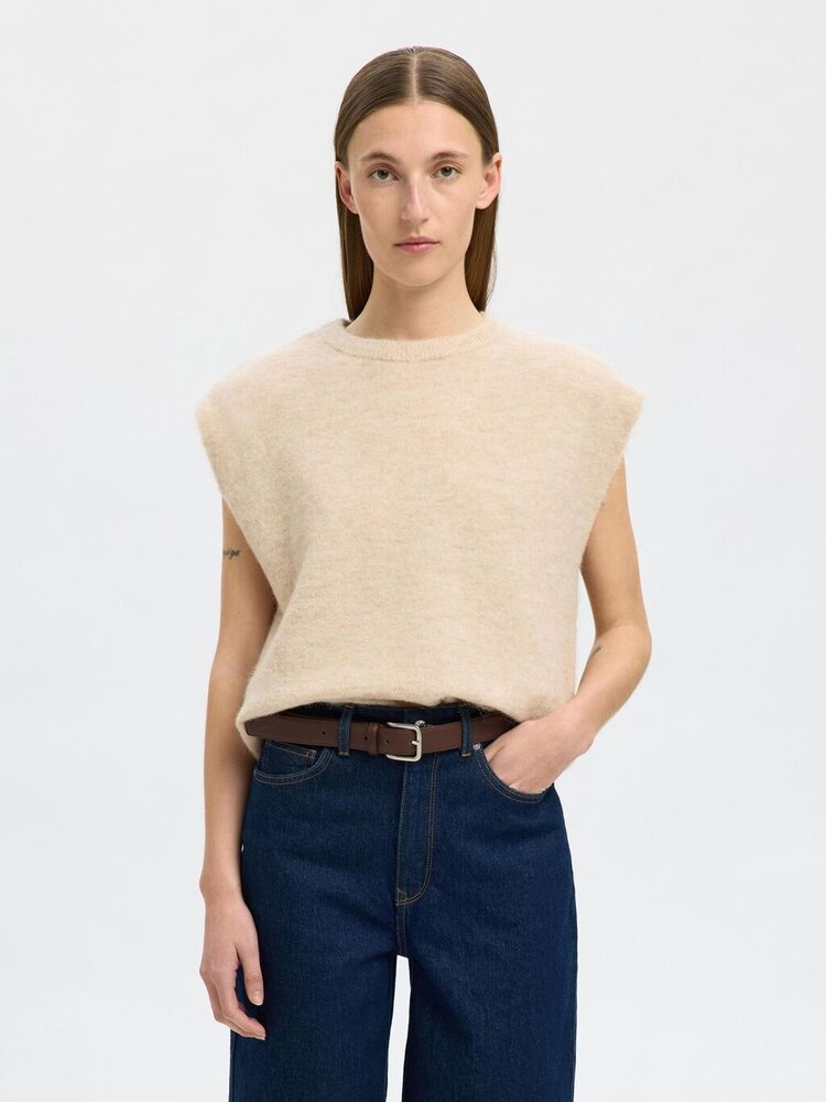 Selected Femme SLFLULU SL KNIT VEST Birch Melange