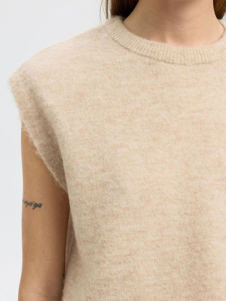 Selected Femme SLFLULU SL KNIT VEST Birch Melange