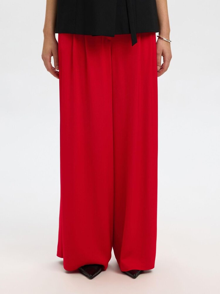 Selected Femme SLFLEONORE HW WIDE PANT Equestrian Red