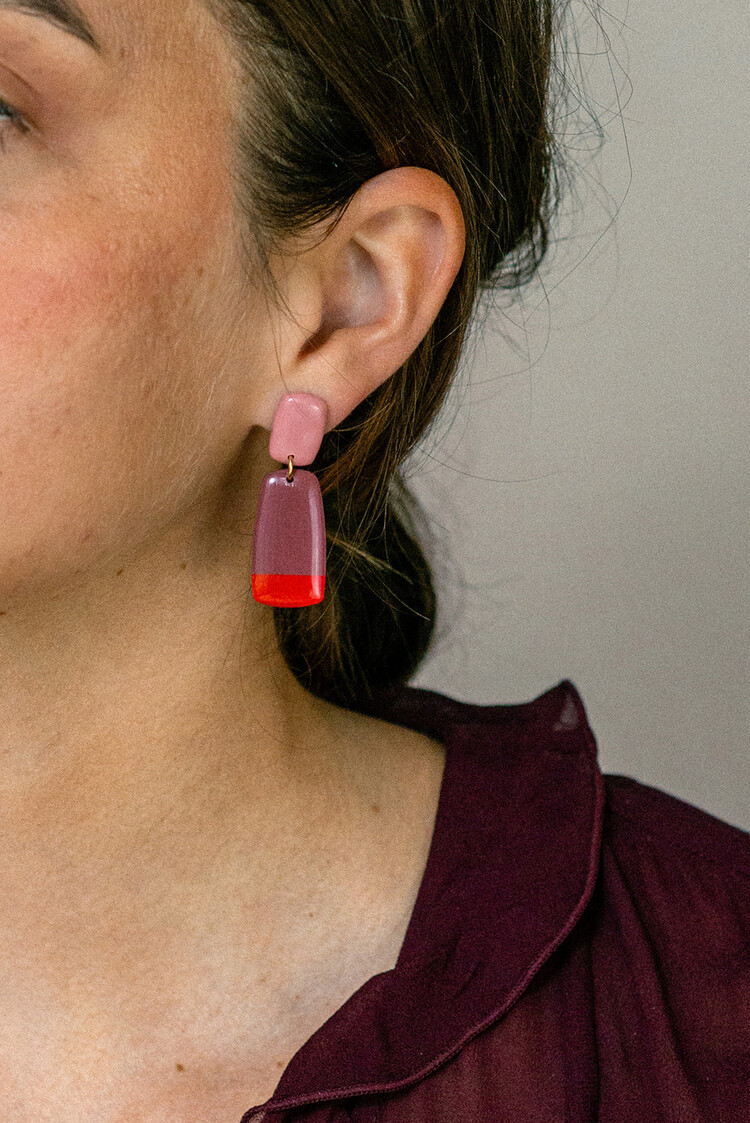 Van Schaaijk Studio Oorbellen The Clay Collection Juna Bloom / Mauve / Sunset