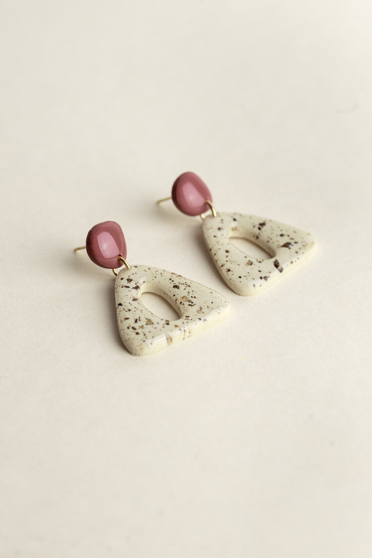 Van Schaaijk Studio Earrings The Clay Collection Nova Mauve / Ivory