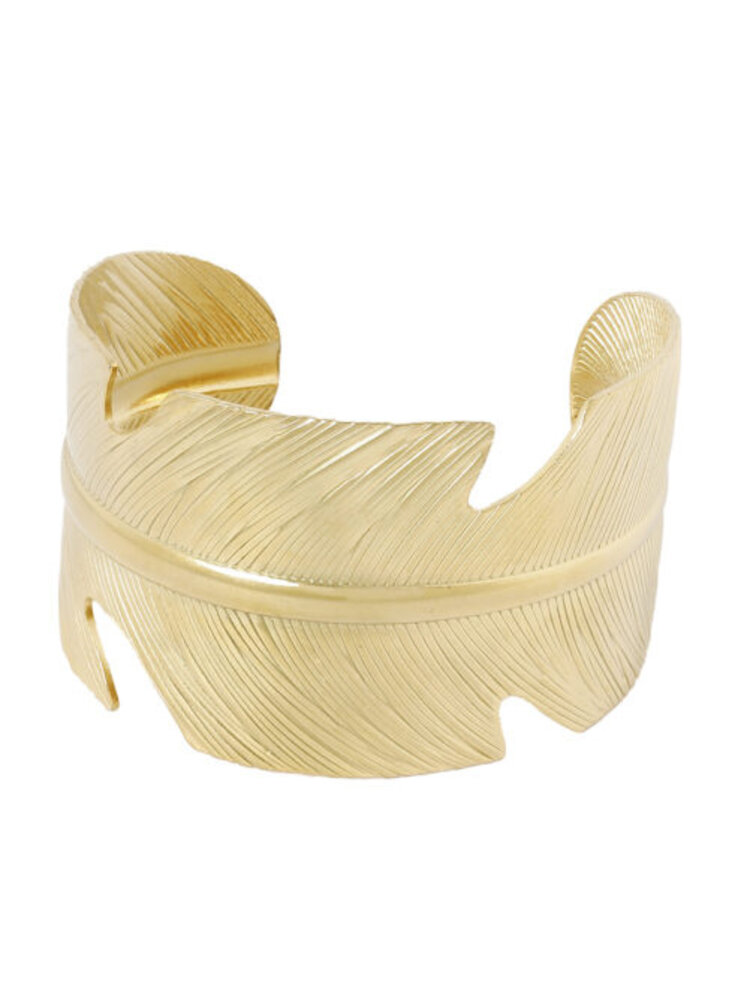 Ellen Beekmans Bangle breed met blad Goud