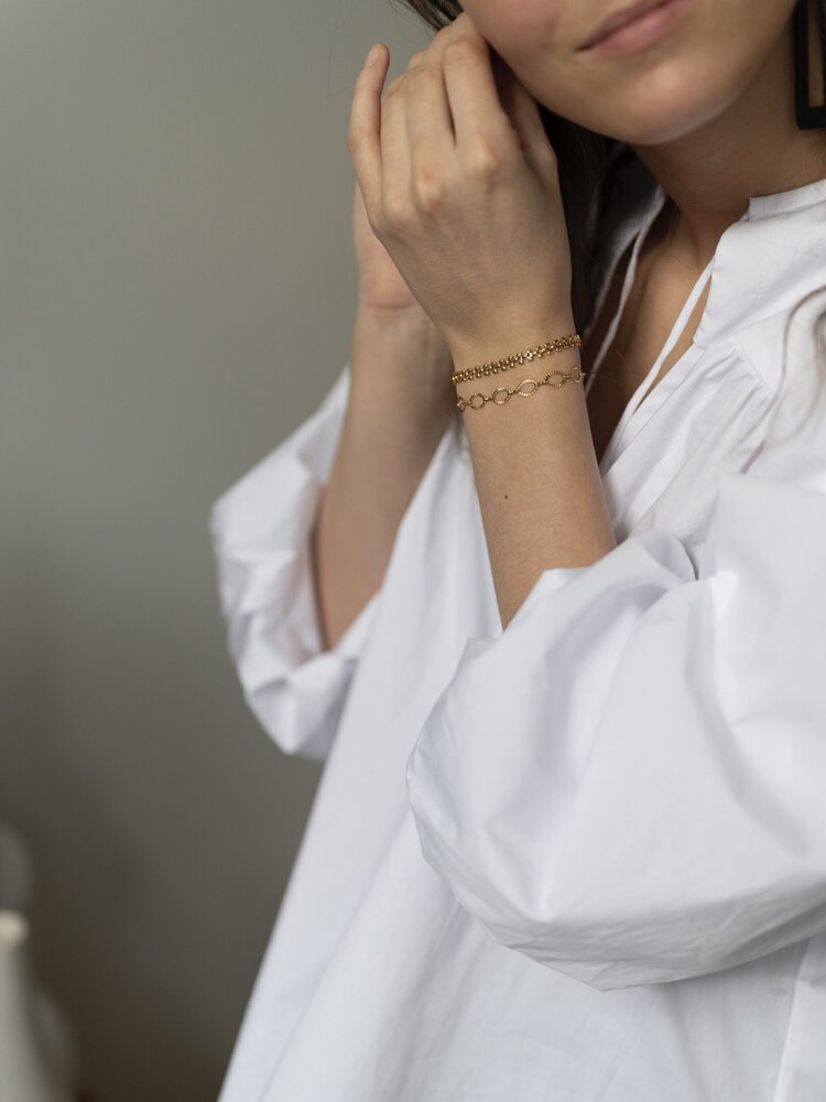 Ellen Beekmans Armband met bewerkte ovale schakel Goud