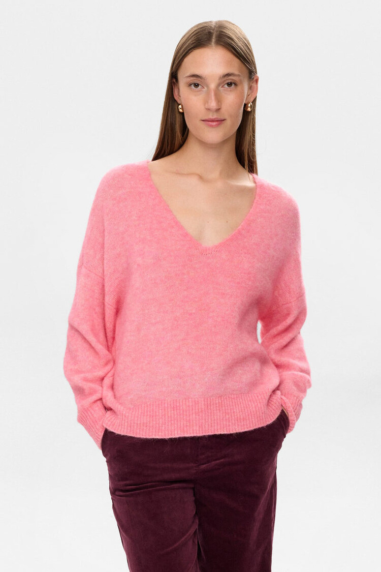 Nümph NURIETTE V-NECK PULLOVER Pink Lemonade