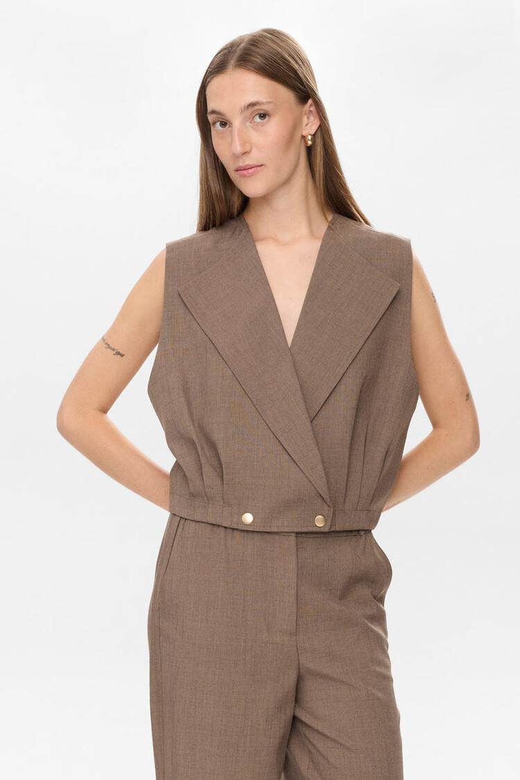 Nümph NUSHELLY WAISTCOAT Brown Lentil Melange