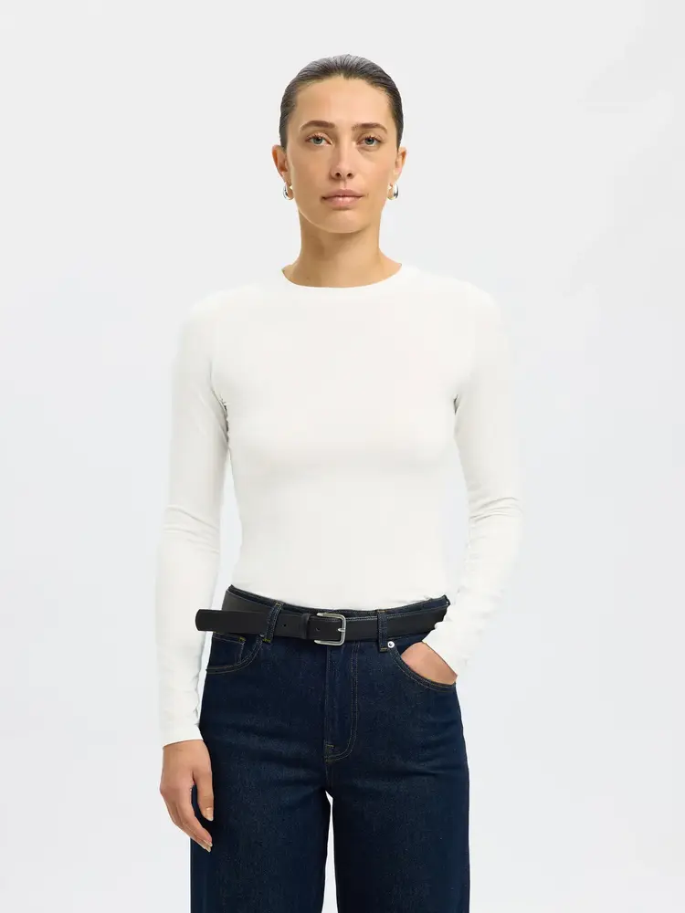 Selected Femme SLFMANJA LS O-NECK Snow White