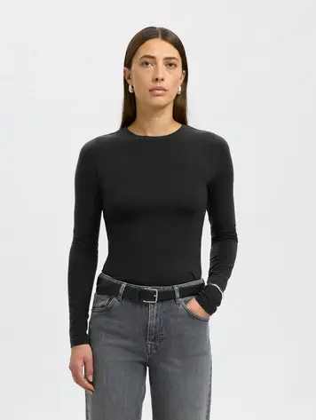 SLFMANJA LS O-NECK Black