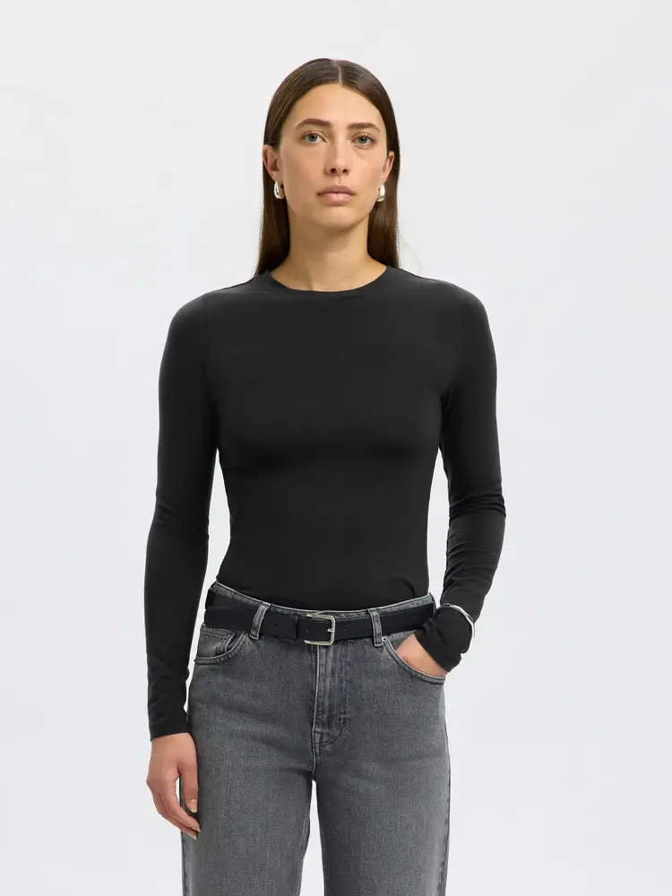 SLFMANJA LS O-NECK Black