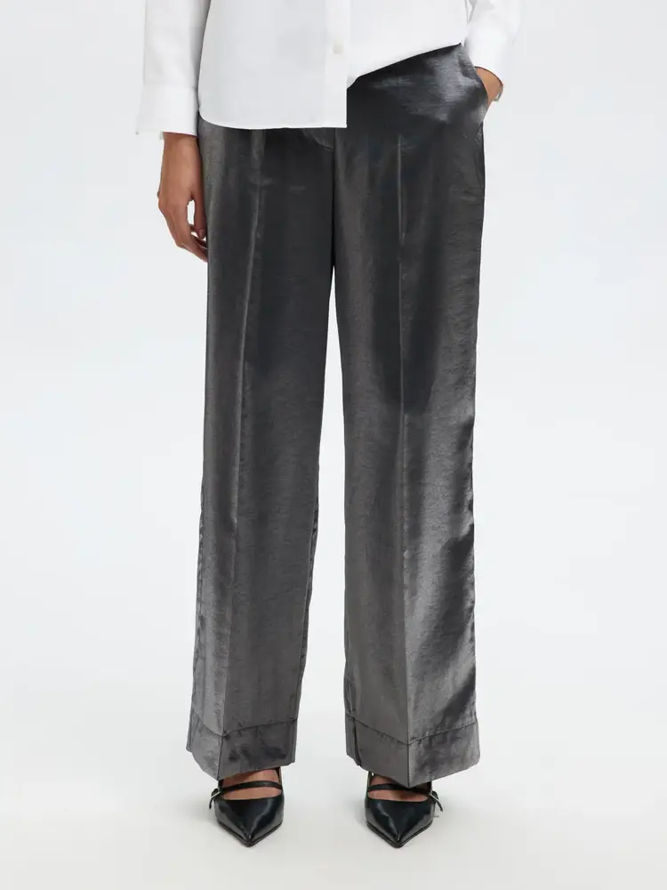 Selected Femme SLFMARGOT MW WIDE PANT Black