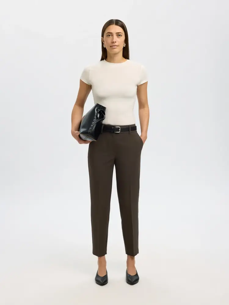Selected Femme SLFRITA-RIA MW CROPPED PANT Delicioso Melange