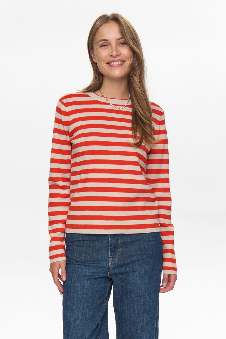 Nümph NUSTRIPY PULLOVER Fiery Red