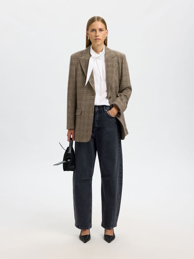 Selected Femme SLFLOOSE BARREL ANE-KORI MW JEANS Medium Grey Denim