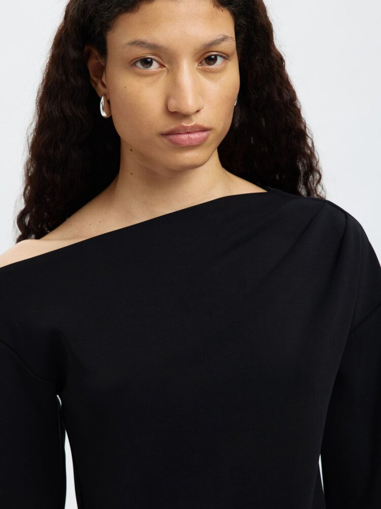 Selected Femme SLFTENNY LS DRAPED TOP Black