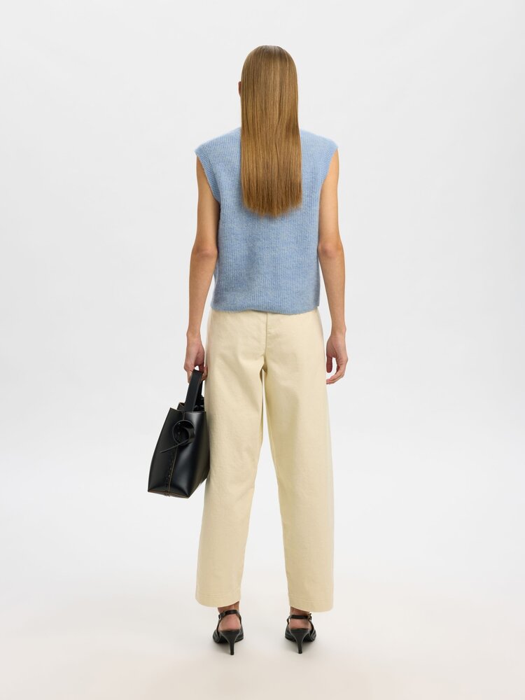 Selected Femme SLFLULU SL BUTTON O-NECK VEST Cashmere Bkue Melange