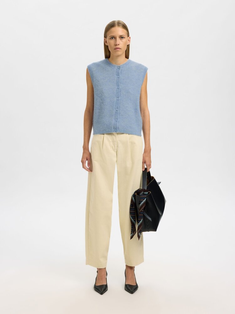 Selected Femme SLFLULU SL BUTTON O-NECK VEST Cashmere Bkue Melange