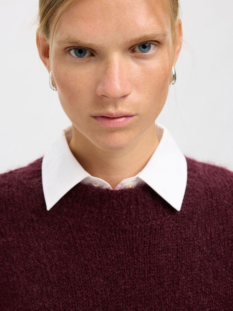 Selected Femme SLFGABRIELLA LS KNIT NEW O-NECK Fig Melange