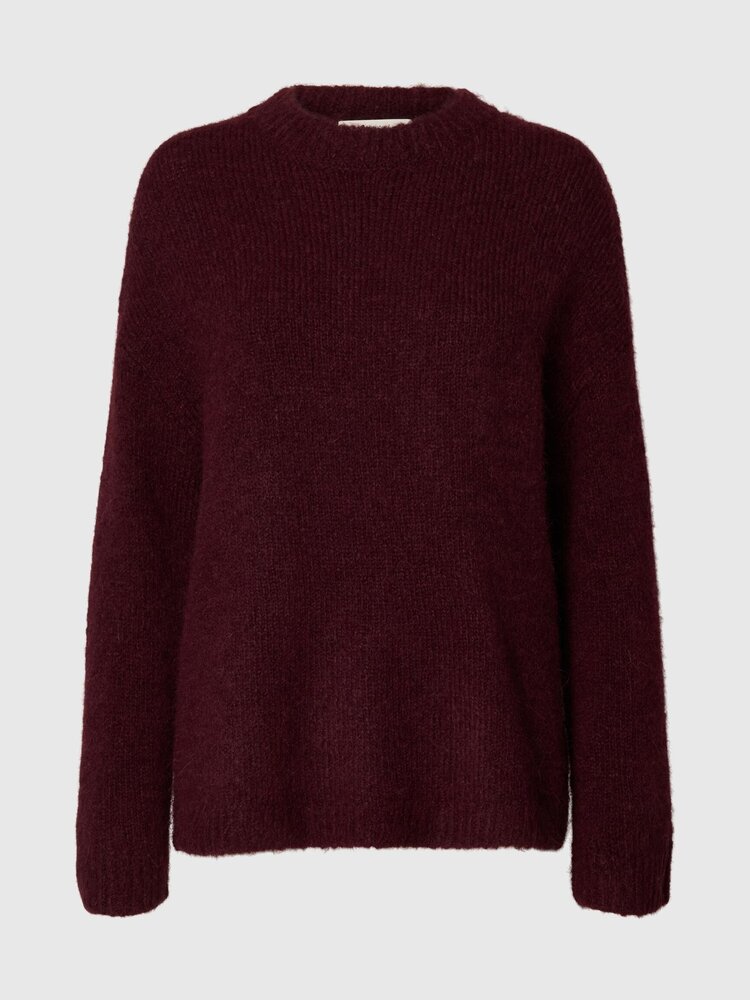 Selected Femme SLFGABRIELLA LS KNIT NEW O-NECK Fig Melange