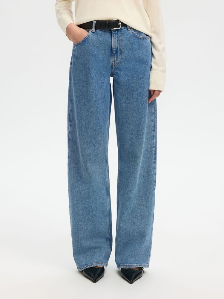 SLFWIDE BEA-KORI LIGHT BL HW JEANS Light Blue Denim